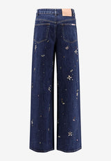 Self-Portrait Embellished Wide-Leg Jeans Blue AW25828PBLBLUE_Blue_29839919