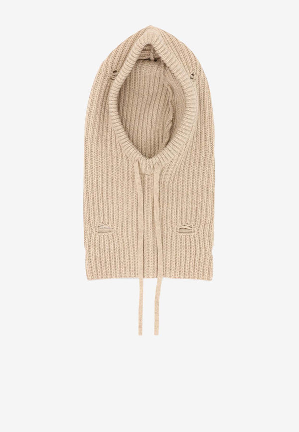 MM6 Maison Margiela Numeric Distressed Wool  Balaclava Beige  S52TB0008M13138806M_Beige melange_29841657