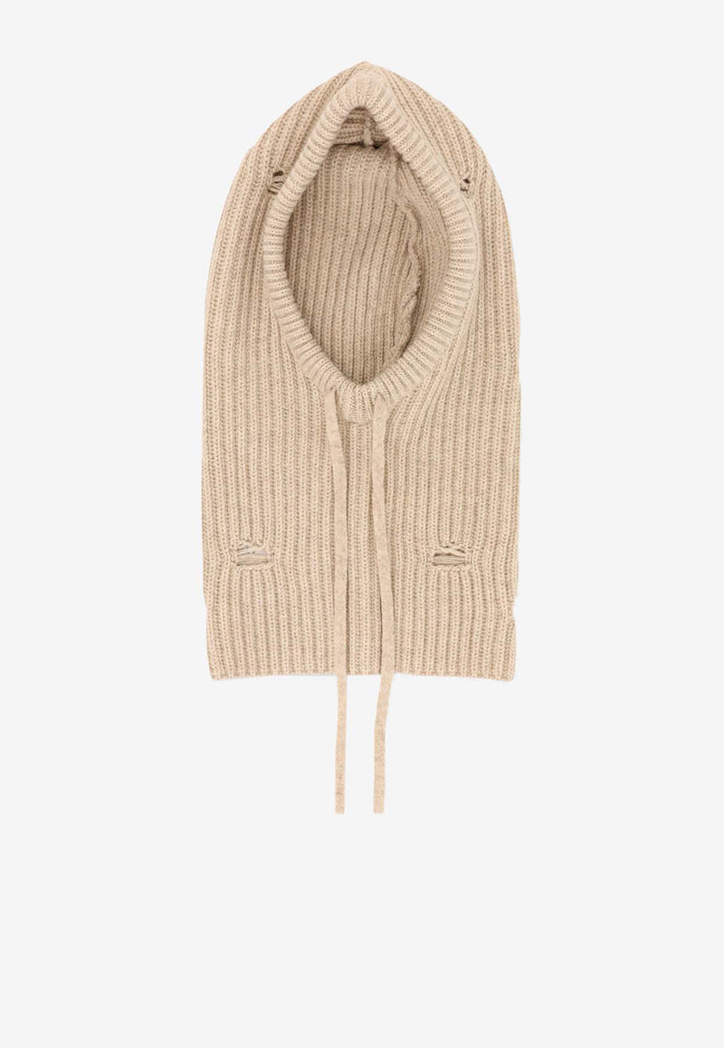 MM6 Maison Margiela Numeric Distressed Wool  Balaclava Beige  S52TB0008M13138806M_Beige melange_29841657