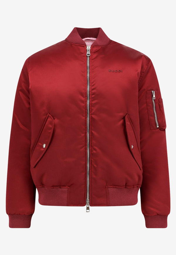 Gucci Embossed Logo Satin Bomber Jacket Red 823418ZAADM6052_ROSSO ANCORA_29854014