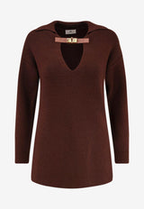 Elisabetta Franchi Wool-Blend V-neck Sweater Brown MK06S56E2EA3_COFFEE_29840199