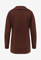 Elisabetta Franchi Wool-Blend V-neck Sweater Brown MK06S56E2EA3_COFFEE_29840199