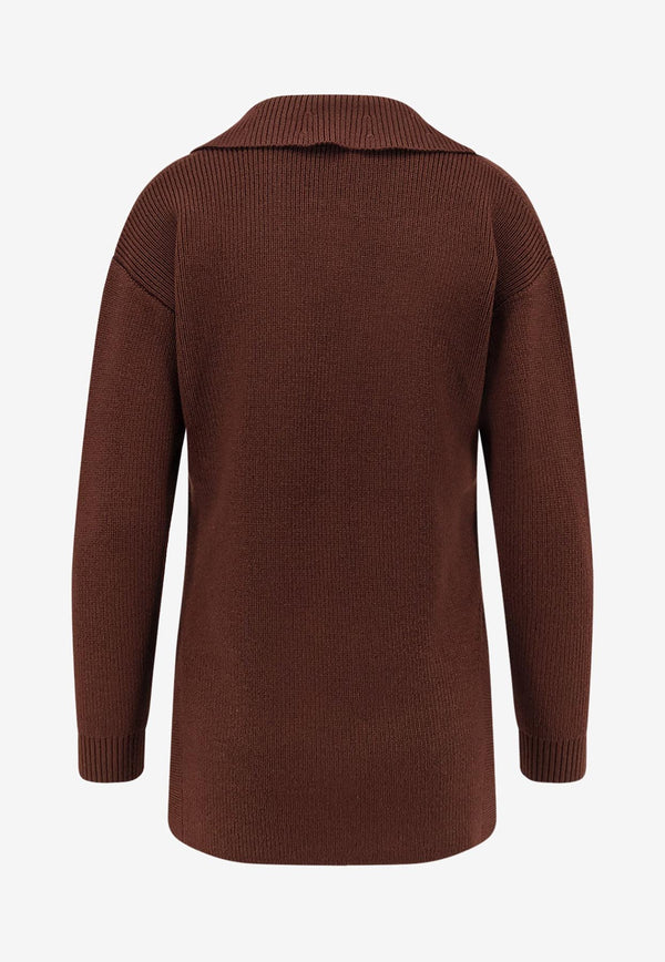 Elisabetta Franchi Wool-Blend V-neck Sweater Brown MK06S56E2EA3_COFFEE_29840199