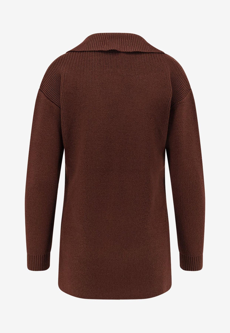 Elisabetta Franchi Wool-Blend V-neck Sweater Brown MK06S56E2EA3_COFFEE_29840199