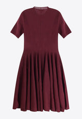 Alaïa Wool Knit Pleated Skater Dress Aubergine AA9R2700M922B413_AUBERGINE_29838089