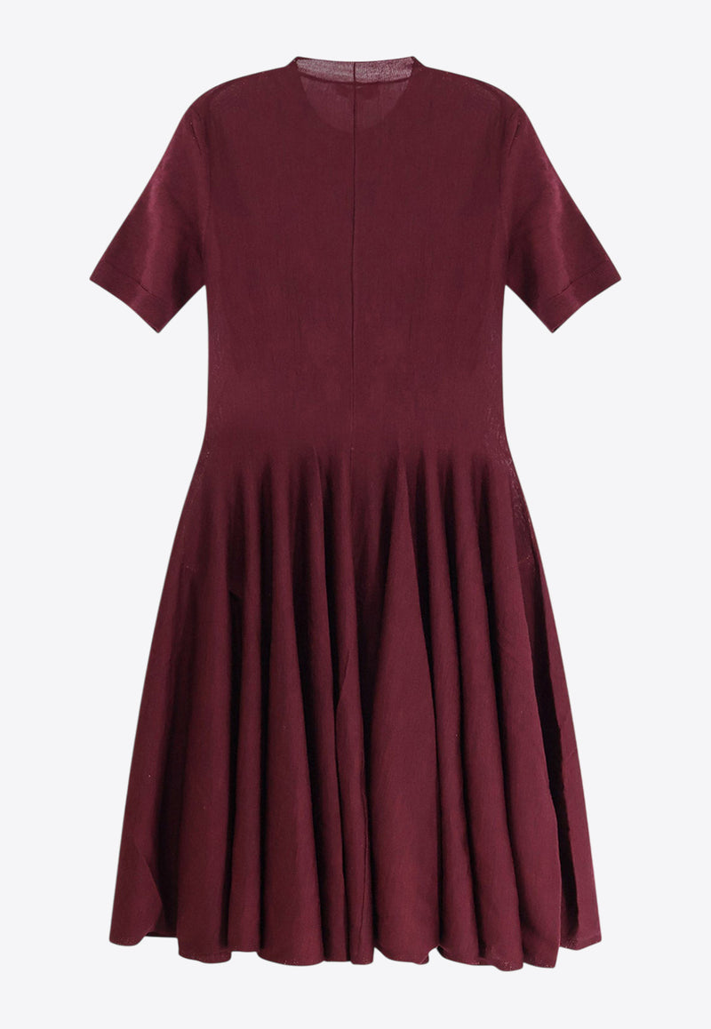 Alaïa Wool Knit Pleated Skater Dress Aubergine AA9R2700M922B413_AUBERGINE_29838089