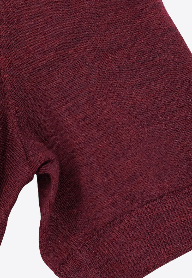 Alaïa Wool Knit Pleated Skater Dress Aubergine AA9R2700M922B413_AUBERGINE_29838089