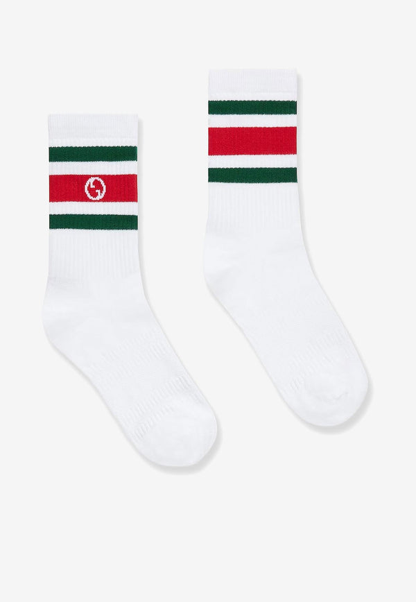Gucci Signature Web Socks White 7507054GADU6566_FLAME/DARK GREEN_29853183