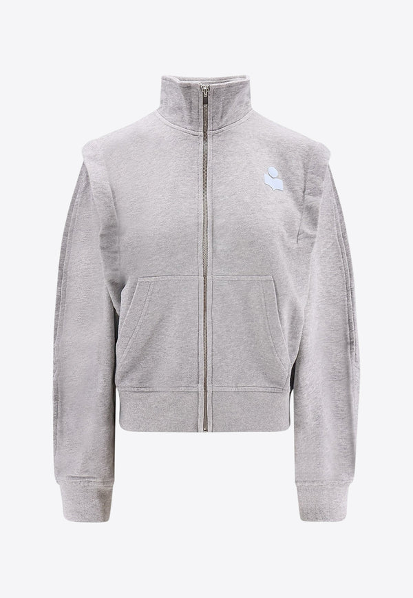 Isabel Marant Etoile Madilia Zip-Up Logo Sweatshirt Gray SW0159FAA1M07EGYIB_Grey/Ice Blue_29839897