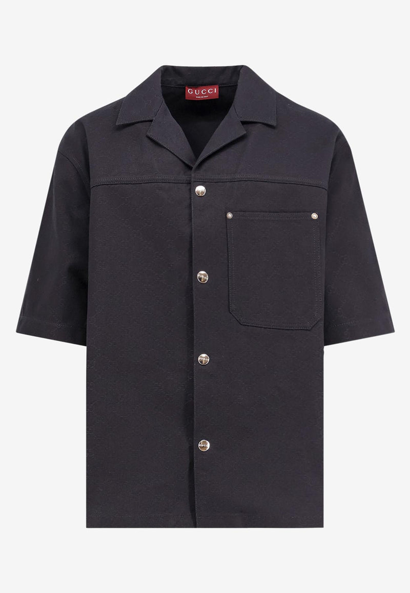 Gucci GG Jacquard Short-Sleeved Shirt Black 832581XDDCG1000_Black_29850616