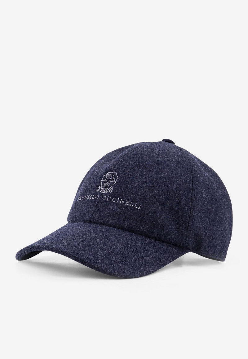 Brunello Cucinelli Logo Embroidered Wool Cap Navy M038P9850CPM26_BUIO GRIGIO_30012531