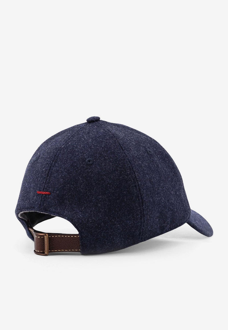 Brunello Cucinelli Logo Embroidered Wool Cap Navy M038P9850CPM26_BUIO GRIGIO_30012531