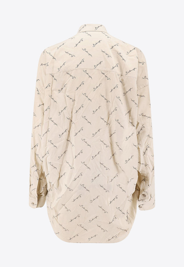 Balenciaga Logo Monogram Buttoned Shirt Beige 773300TRLB1_9711_Beige_32772833