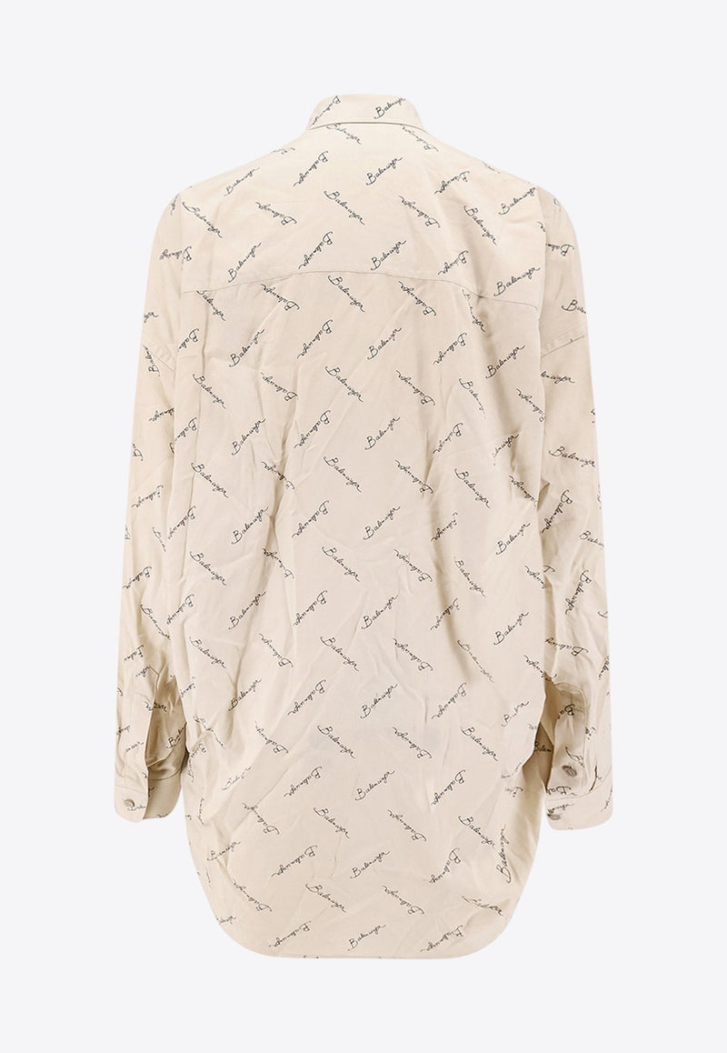 Balenciaga Logo Monogram Buttoned Shirt Beige 773300TRLB1_9711_Beige_32772833