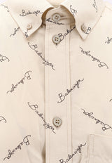 Balenciaga Logo Monogram Buttoned Shirt Beige 773300TRLB1_9711_Beige_32772833