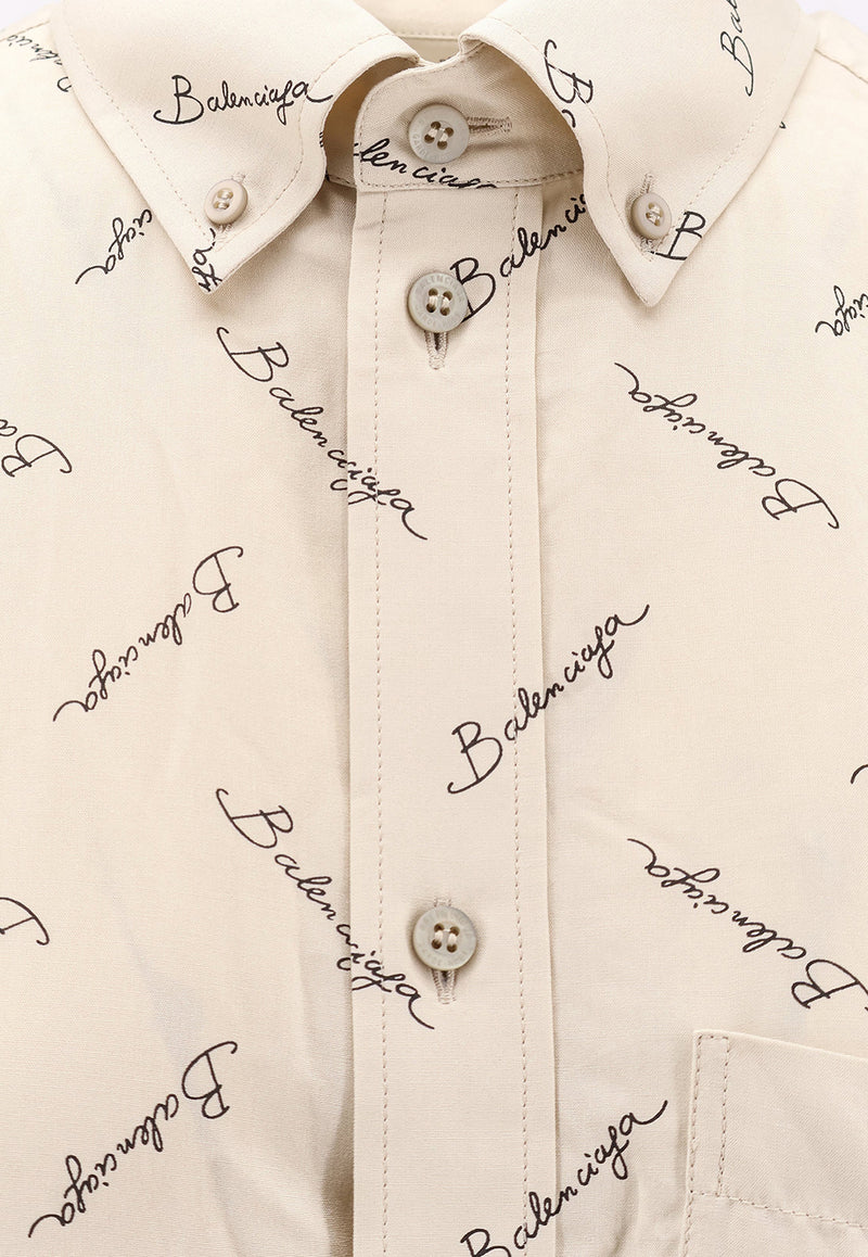 Balenciaga Logo Monogram Buttoned Shirt Beige 773300TRLB1_9711_Beige_32772833