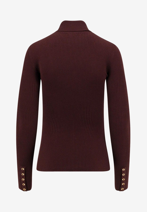 Elisabetta Franchi Logo Plaque Turtleneck Sweater Merlot MK11B56E2EA4_Merlot_29842586