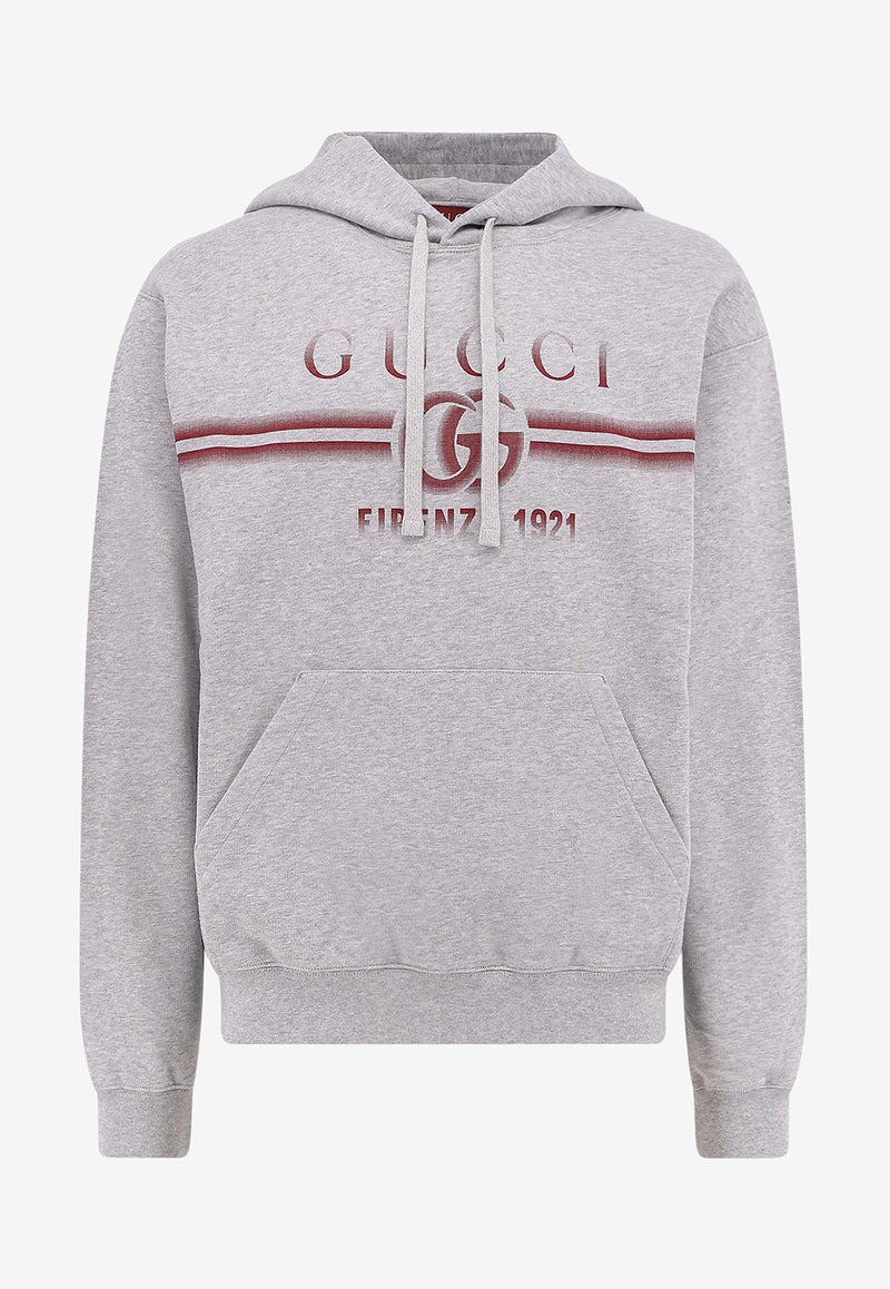 Gucci Faded Print Logo Drawstring Hoodie Gray 788771XJGKP1048_GREY MELANGE/RED_29850074