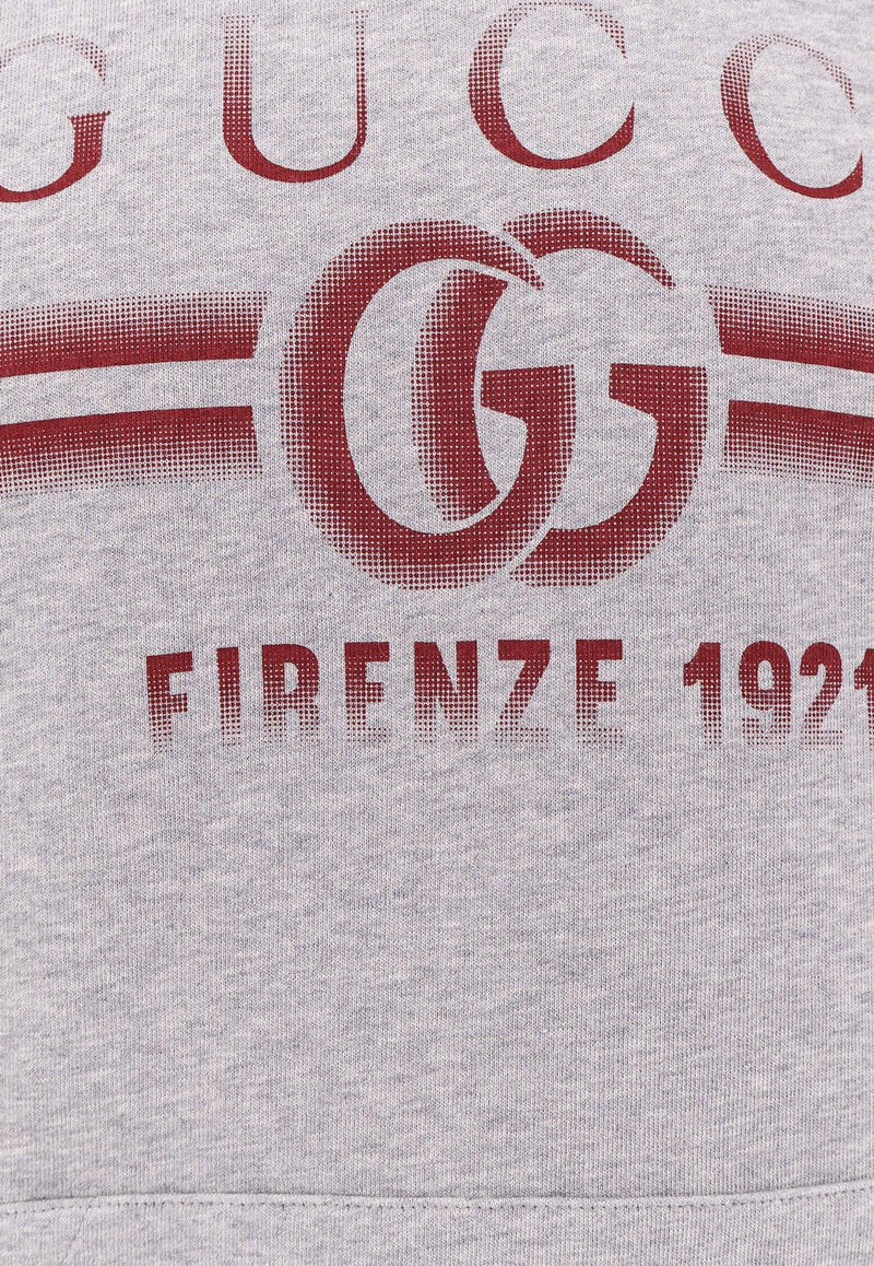 Gucci Faded Print Logo Drawstring Hoodie Gray 788771XJGKP1048_GREY MELANGE/RED_29850074