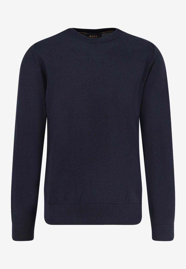 Hugo Boss Wool and Silk Crewneck Sweater Navy 50544808404_Blue_30008521