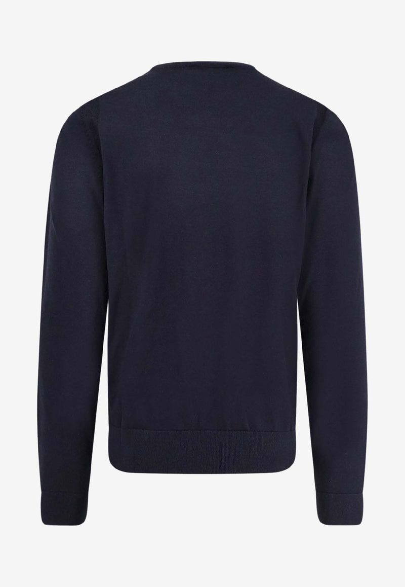 Hugo Boss Wool and Silk Crewneck Sweater Navy 50544808404_Blue_30008521