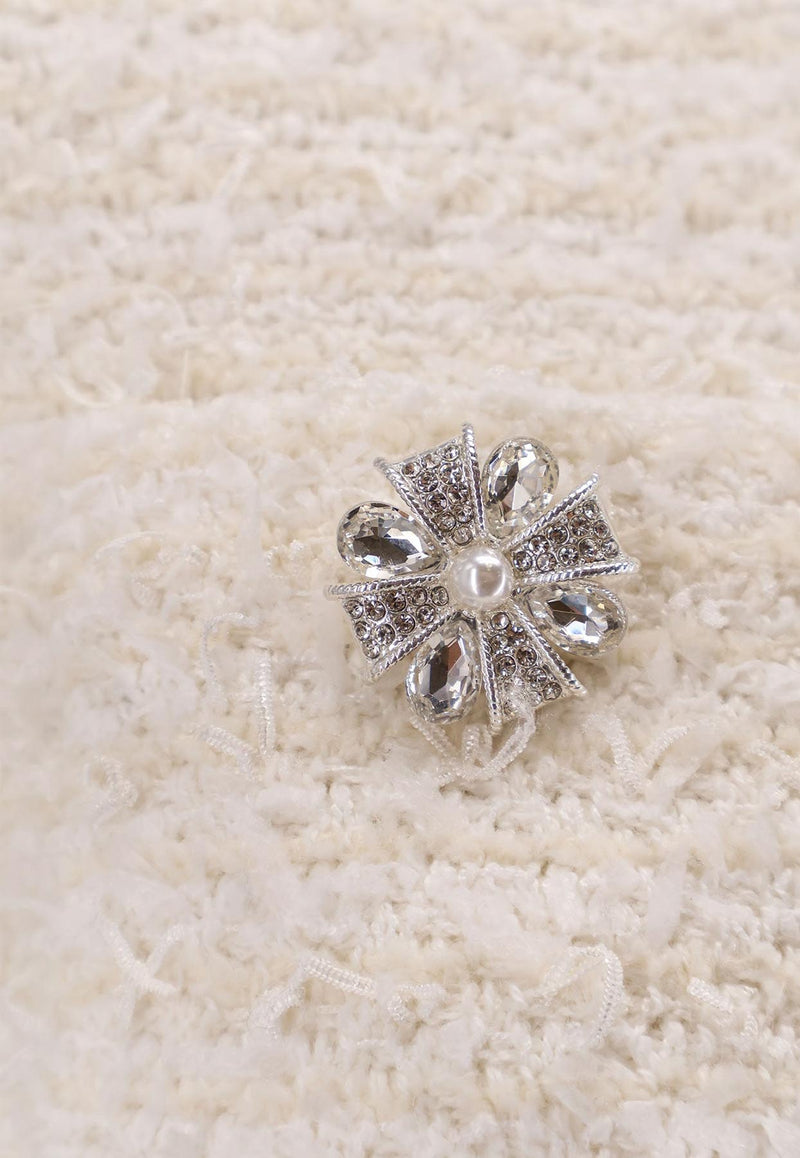 Self-Portrait Embellished Cropped Cardigan Cream AW25028JCCREAM_White_29844989