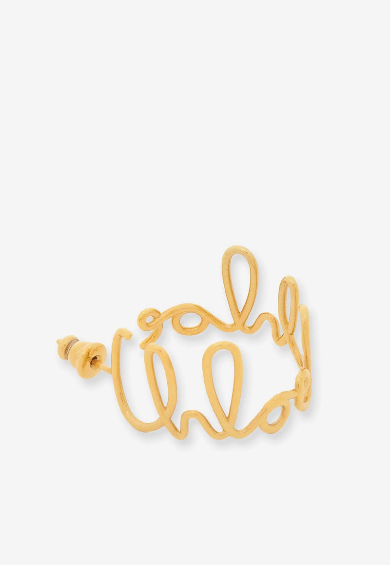 Chloé Iconic Logo Hoop Earrings Gold CHC24WFE04CB79DC_Vintage Gold_29844897