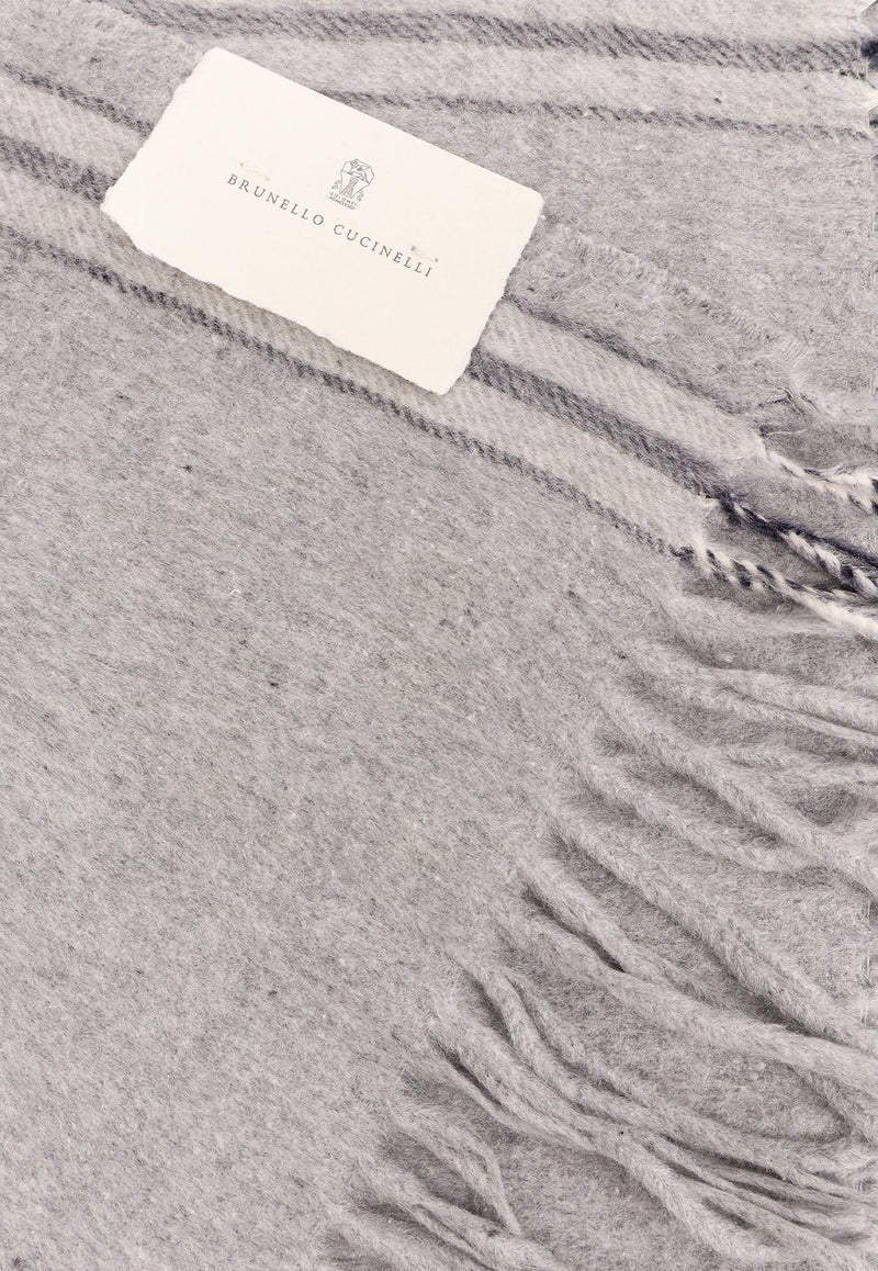 Brunello Cucinelli Silk Fringed Scarf Gray MSC668AGCKL87_GRIGIO CHIARO NAVY_30005233