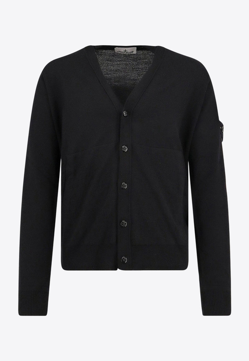 Stone Island Compass Patch Wool Cardigan Black K2S155100068S00C4V0029_Black_29838605