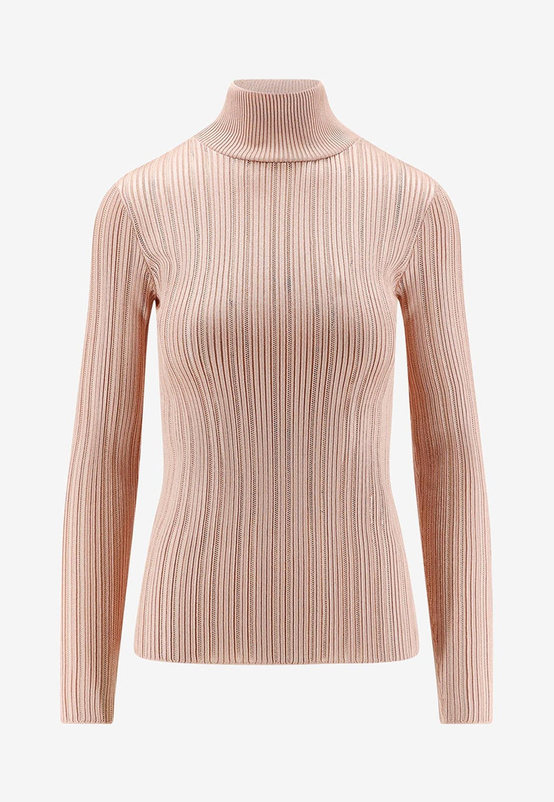 Elisabetta Franchi Ribbed High-Neck Sweater Beige MK17Q56E2EA1_Nude_29844486