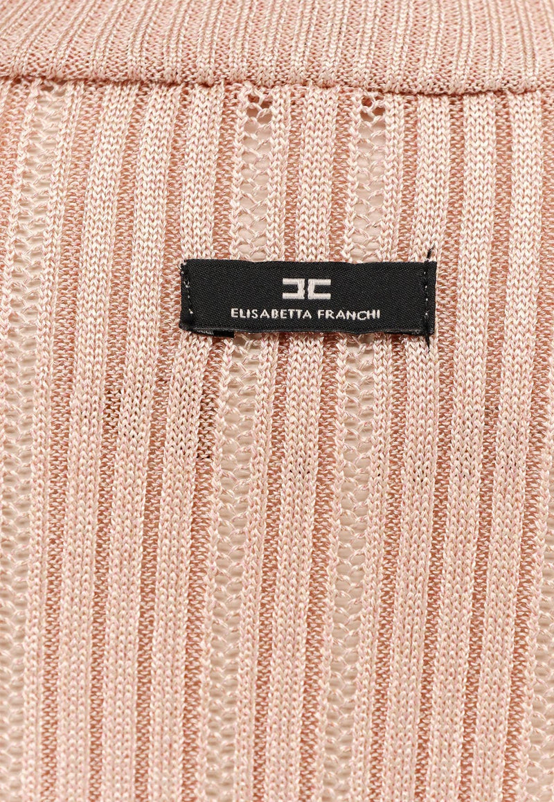 Elisabetta Franchi Ribbed High-Neck Sweater Beige MK17Q56E2EA1_Nude_29844486