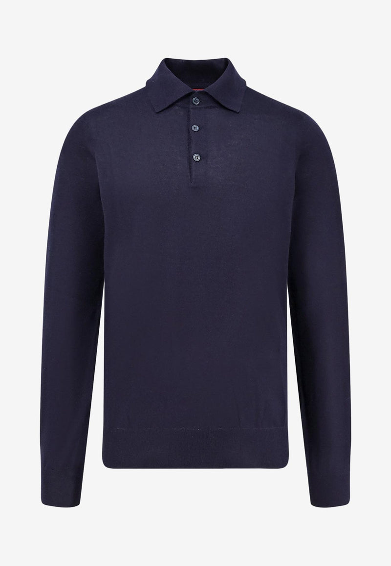 Brunello Cucinelli Long-Sleeved Cashmere Polo T-shirt Blue M2300295CW425_Blue_30005129