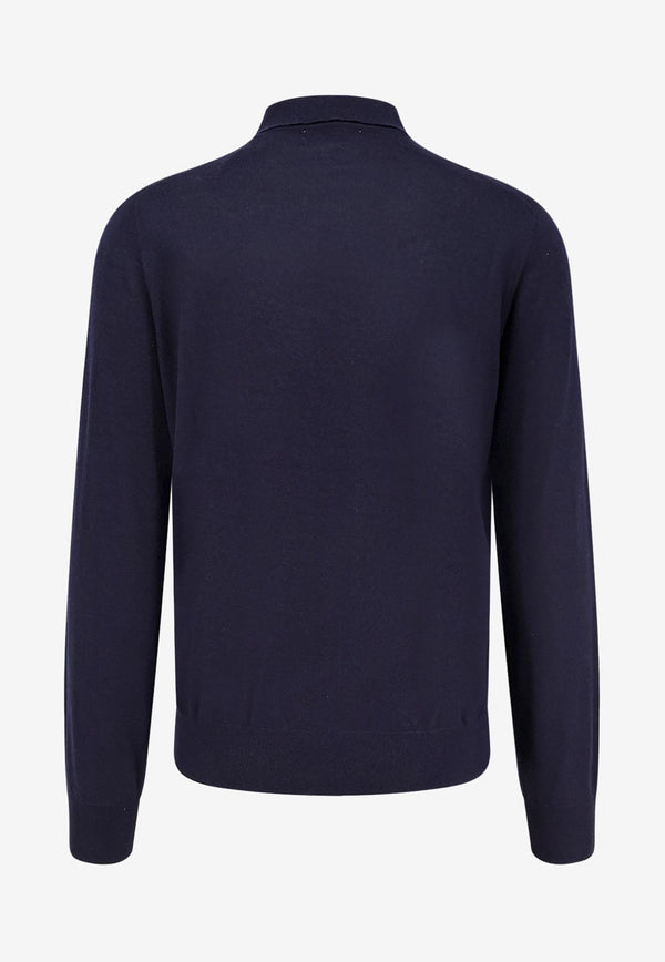 Brunello Cucinelli Long-Sleeved Cashmere Polo T-shirt Blue M2300295CW425_Blue_30005129