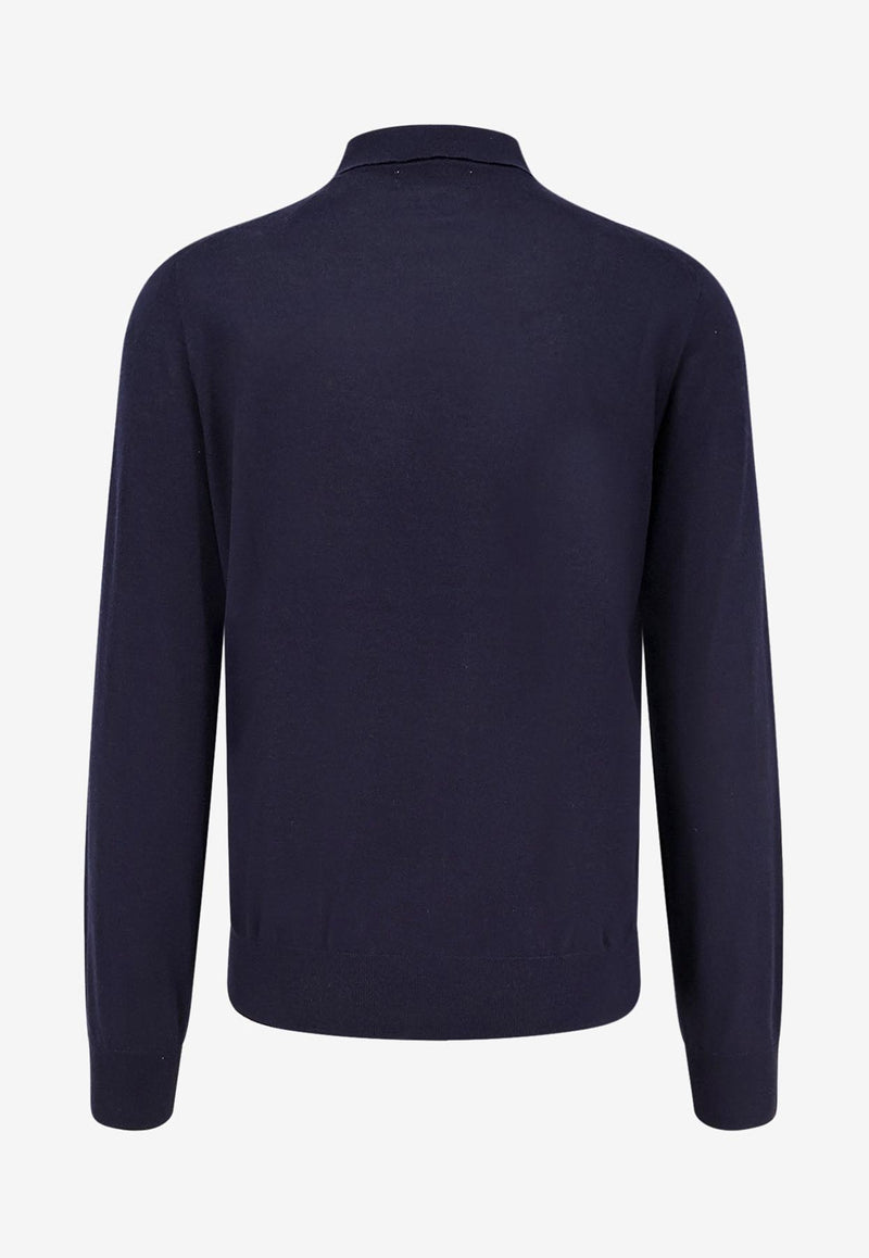 Brunello Cucinelli Long-Sleeved Cashmere Polo T-shirt Blue M2300295CW425_Blue_30005129