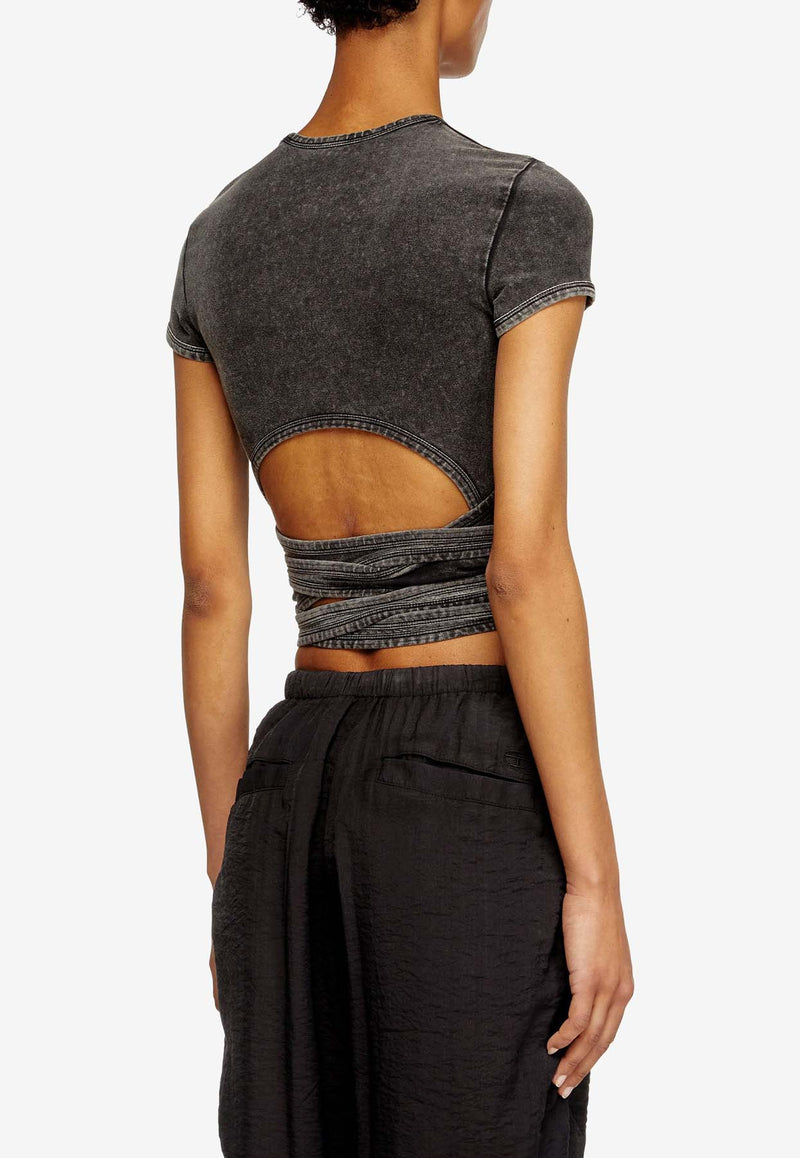 Diesel T-Bunny Tail-R1 Wraparound Cropped T-shirt Gray A195200KIBY02A_Grey_29843902