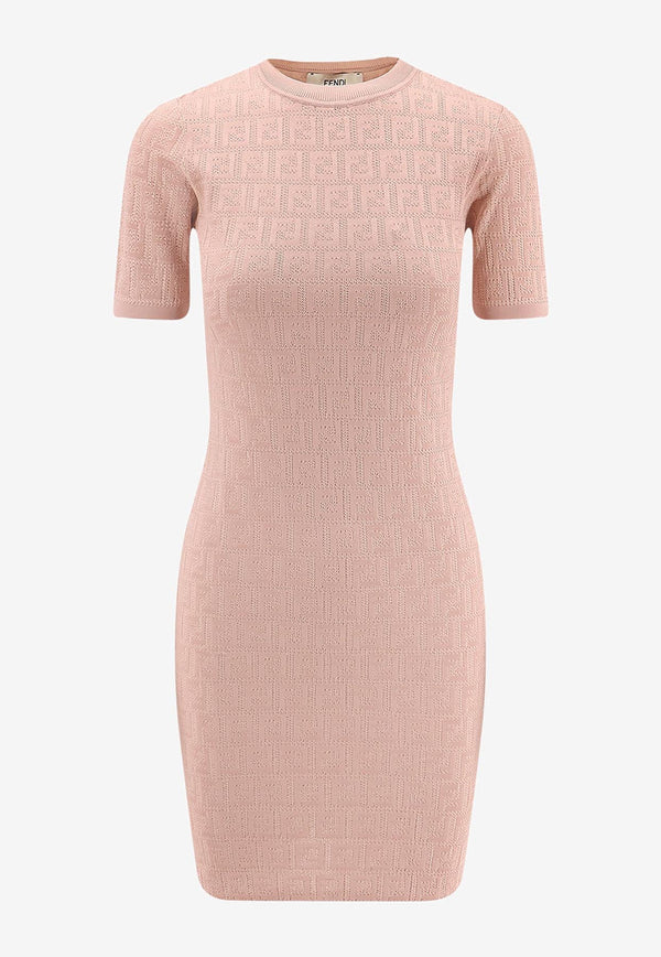 Fendi FF Jacquard Knitted Mini Dress Pink FZDD61AUZRF1SAU_PINK SALT-25_29851276