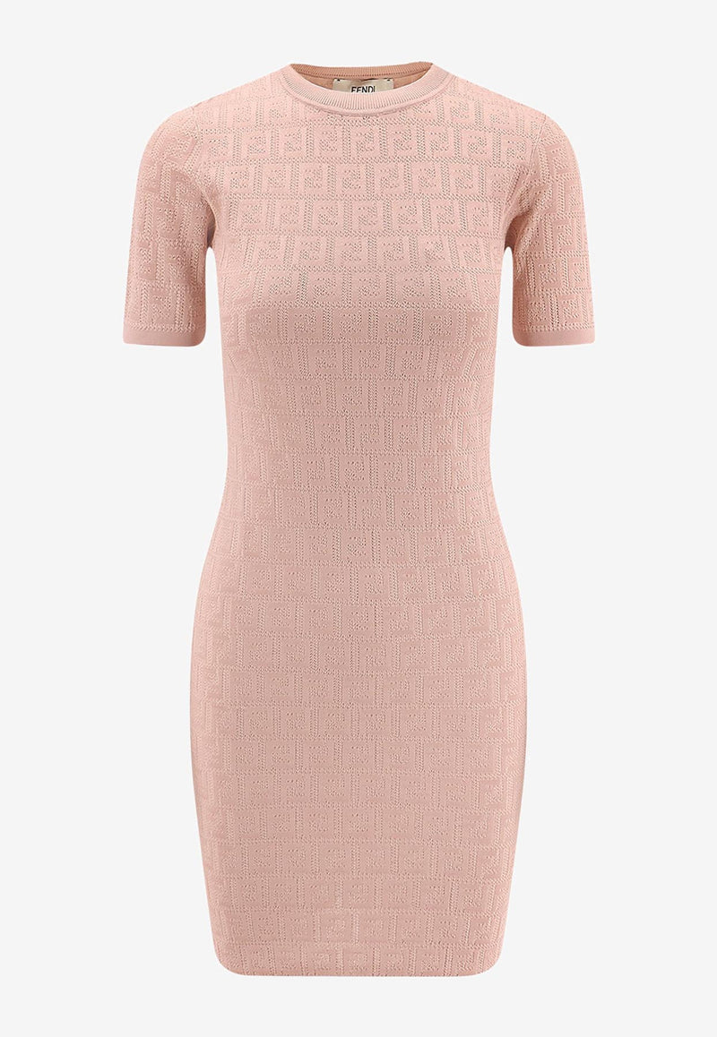 Fendi FF Jacquard Knitted Mini Dress Pink FZDD61AUZRF1SAU_PINK SALT-25_29851276