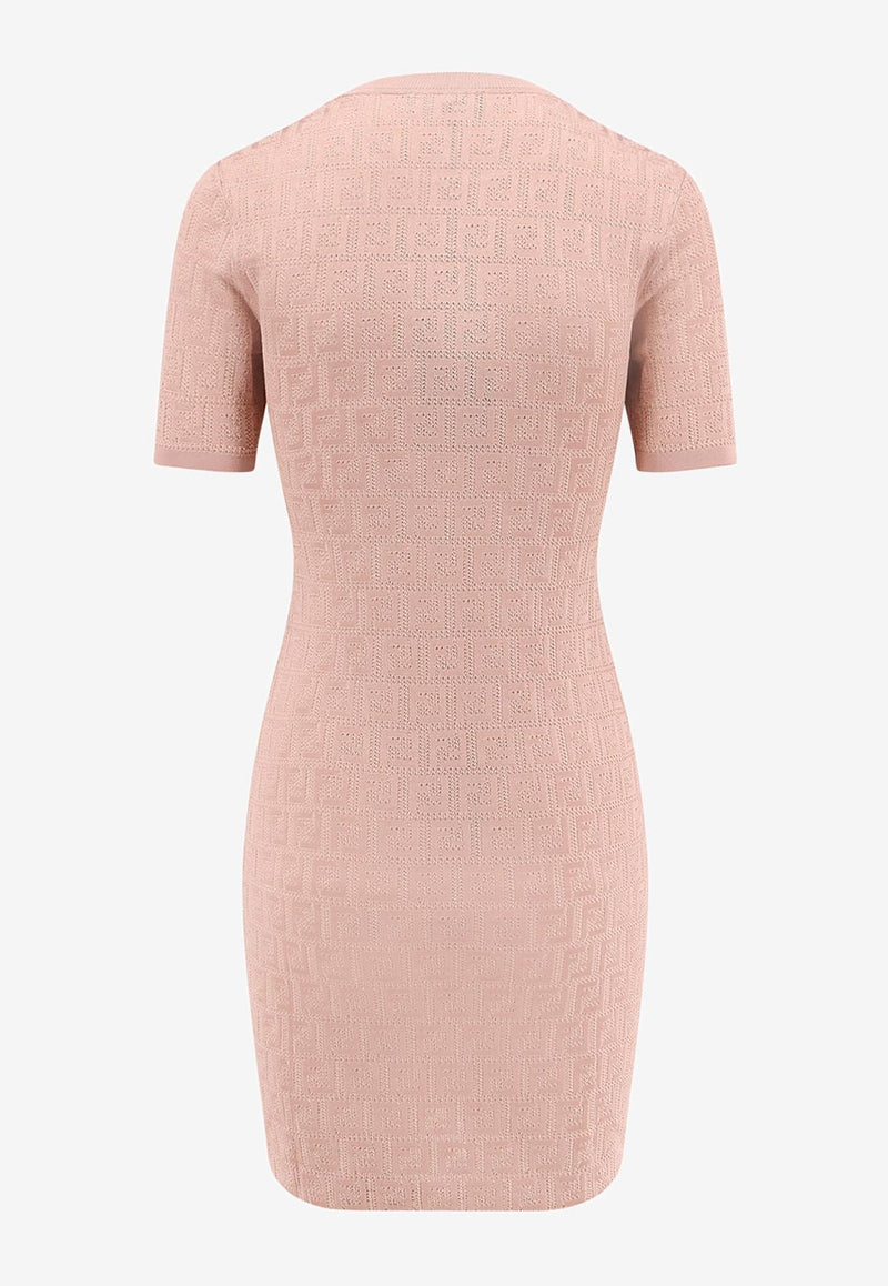Fendi FF Jacquard Knitted Mini Dress Pink FZDD61AUZRF1SAU_PINK SALT-25_29851276