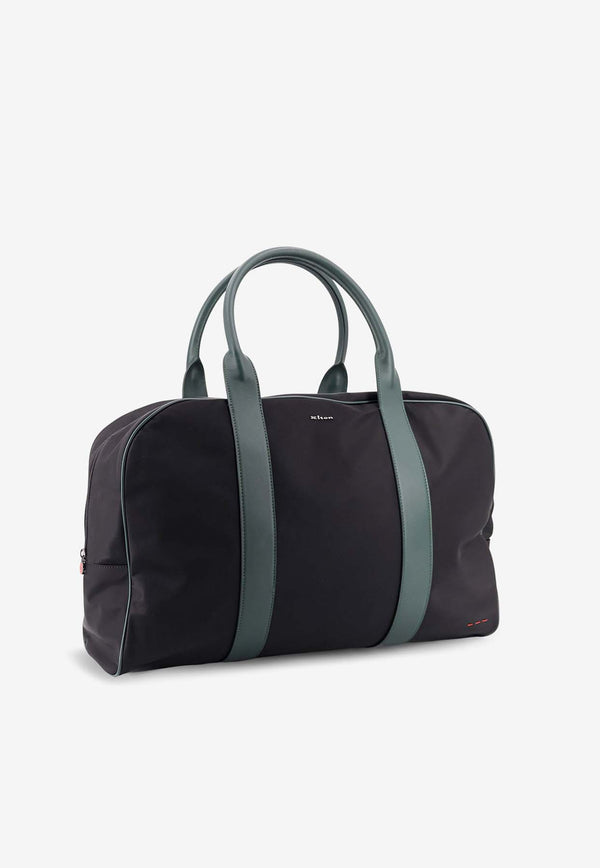Kiton Ciro Paone Logo Nylon Travel Bag Blue UBA0124N0127202NERO VERDE PETROLIO_NERO VERDE PETROLIO_29844779