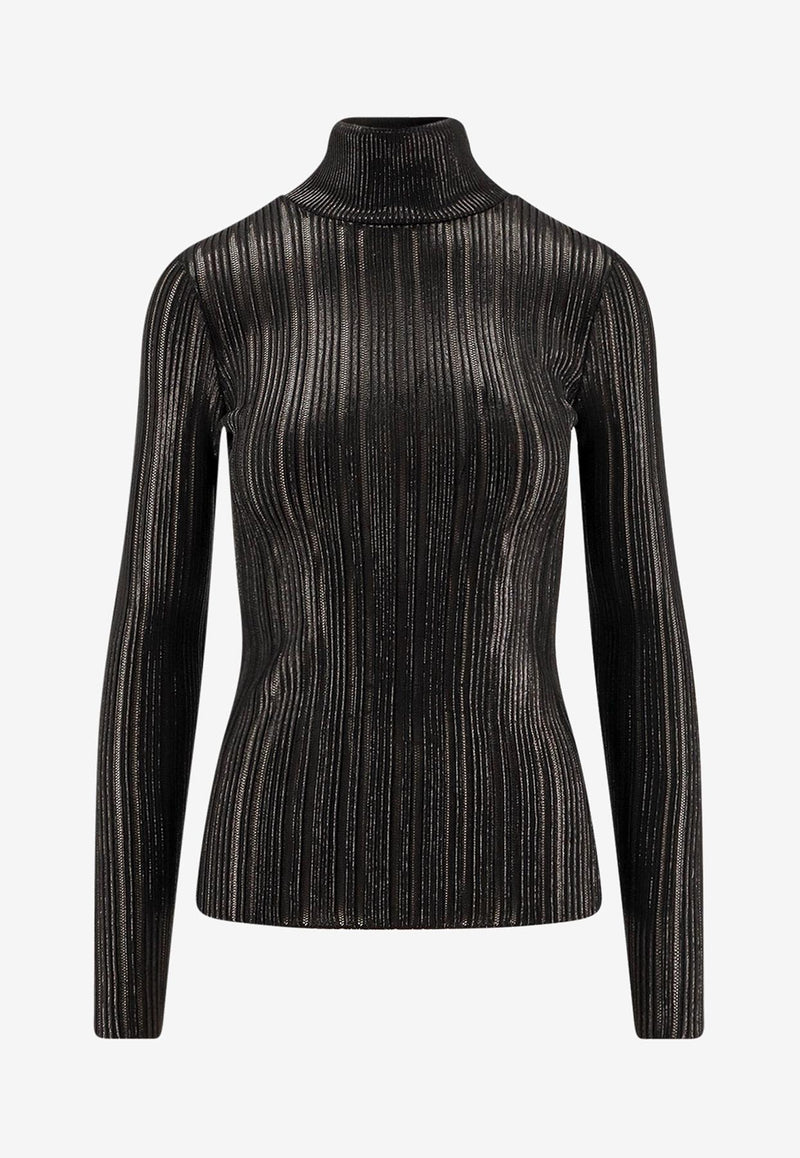 Elisabetta Franchi Ribbed High-Neck Sweater Black MK17Q56E2110_Nera_29839546
