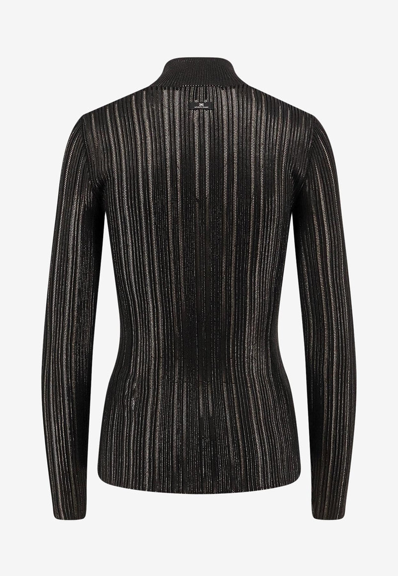Elisabetta Franchi Ribbed High-Neck Sweater Black MK17Q56E2110_Nera_29839546