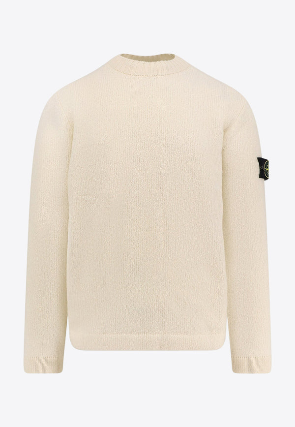 Stone Island Logo Patch Wool Sweater Cream K2S155100056S00N2V0093_White_29839973