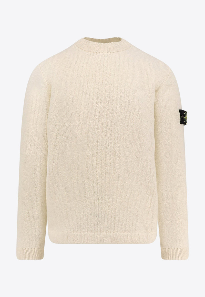 Stone Island Logo Patch Wool Sweater Cream K2S155100056S00N2V0093_White_29839973