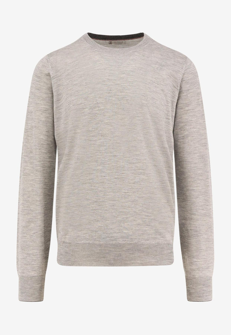 Brunello Cucinelli Cashmere-Blend Crewneck Sweater Gray M2300100CS170_CIOTTOLO GRIGIO SCURO_30005158