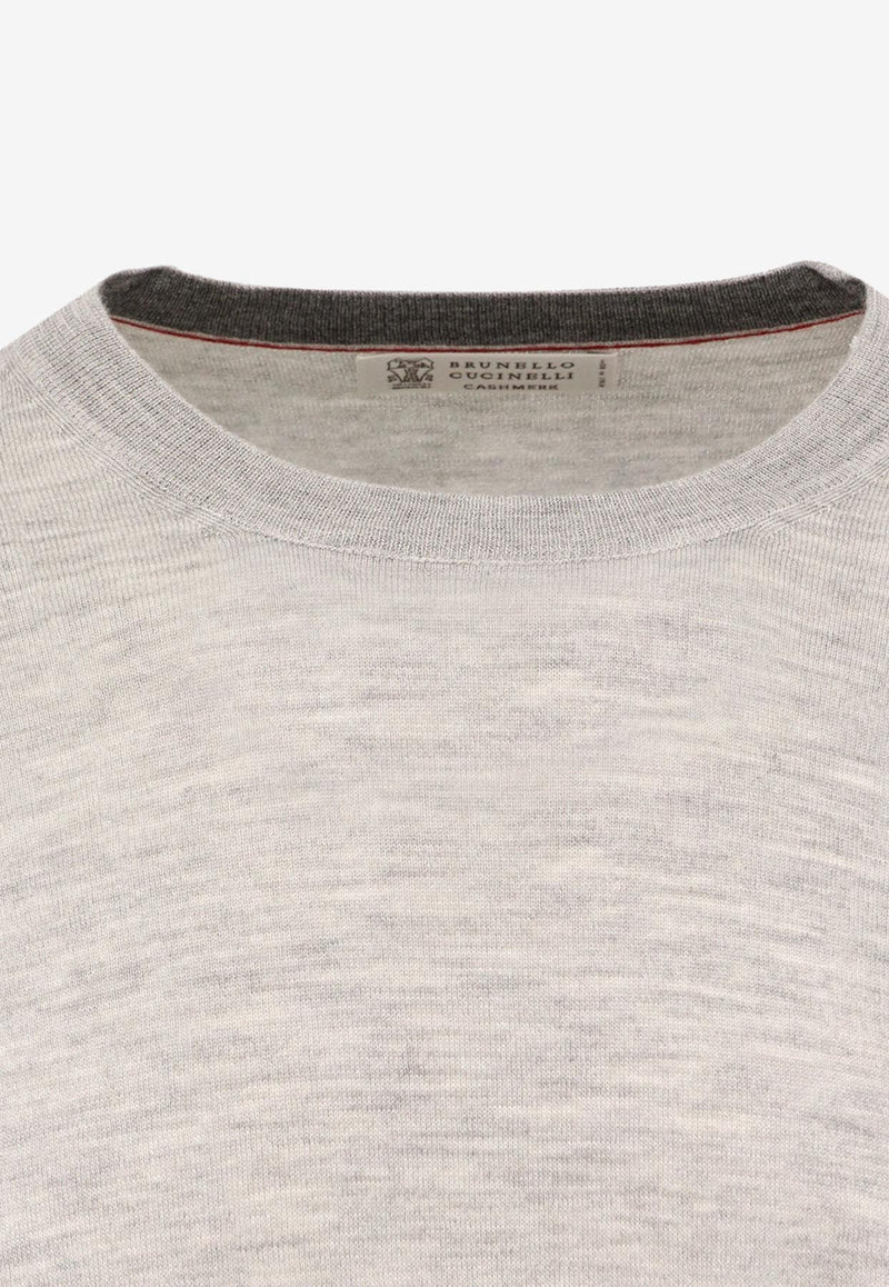 Brunello Cucinelli Cashmere-Blend Crewneck Sweater Gray M2300100CS170_CIOTTOLO GRIGIO SCURO_30005158