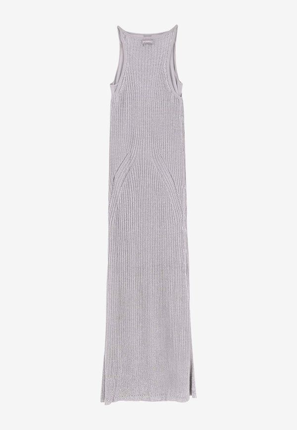 PINKO Nelson Ribbed Maxi Dress Gray 105146A2LO_I12_Grey_29846453