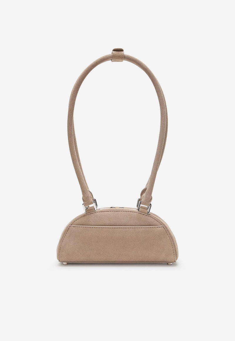 Self-Portrait Crystal Ribbon Charms Suede Shoulder Bag Taupe PF25313GRGREY_Grey_29842882