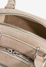 Self-Portrait Crystal Ribbon Charms Suede Shoulder Bag Taupe PF25313GRGREY_Grey_29842882