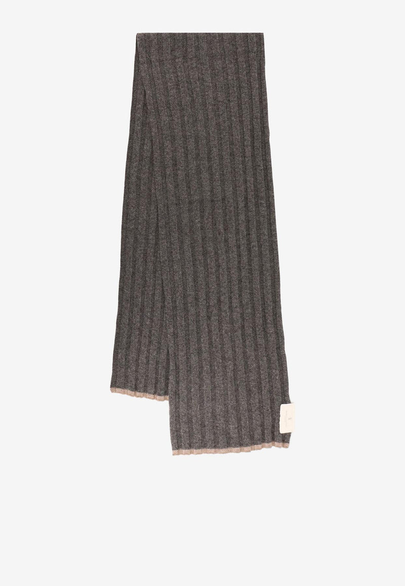 Brunello Cucinelli Cashmere Ribbed Scarf Gray M2240819CBL55_PIOMBO NOCCIOLA_30005014
