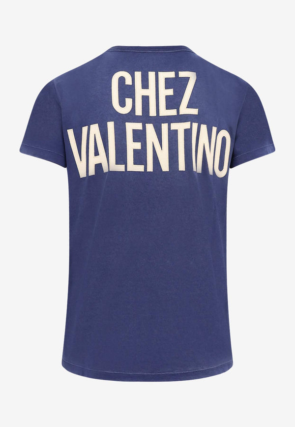 Valentino Chez Logo Print T-shirt Blue 7V3MG17EAYDAEW_Grandala_29844570